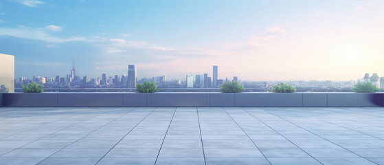 Serene Cityscape from a Modern Rooftop