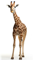 Fototapeta premium Graceful giraffe on plain background, minimalist elegance in nature