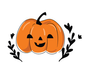 Hand drawn Halloween vector illustration with pumpkin