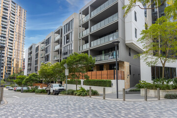Residential and commercial Apartment building in inner Sydney suburb of Wentworth Point NSW Australia © Elias Bitar