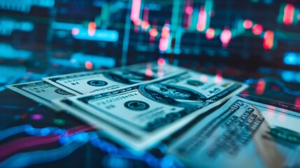 Forex financial graph chart, market report on cash currency with copy space for business and finance background