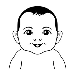 cute baby line art illustration vector flat design