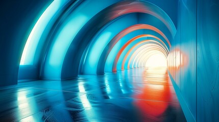 Blue white futuristic tunnel