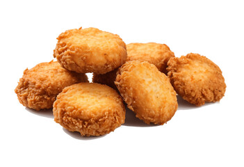 Crispy Golden Fried Chicken Nugget on White Background