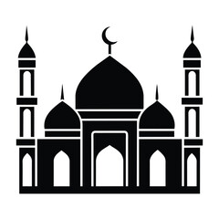 Islamic Mosque Vector Design illustration, Masjid vector Black color icon