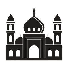 Islamic Mosque Vector Design illustration, Masjid vector Black color icon