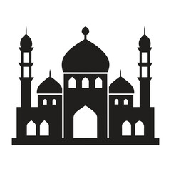 Islamic Mosque Vector Design illustration, Masjid vector Black color icon