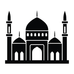 Islamic Mosque Vector Design illustration, Masjid vector Black color icon