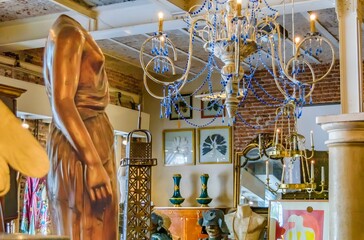 Interior view of antique items shop