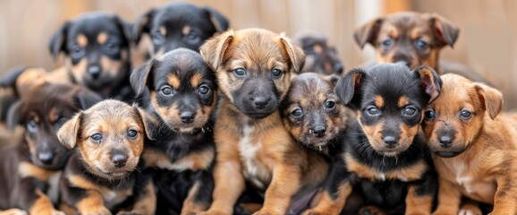A Large Group Of Adorable Puppies, Full Of Life And Curiosity, Gathered Together, Standard Picture Mode