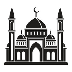 Islamic Mosque Vector Design illustration, Masjid vector Black color icon