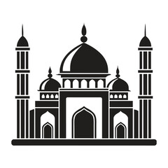 Islamic Mosque Vector Design illustration, Masjid vector Black color icon