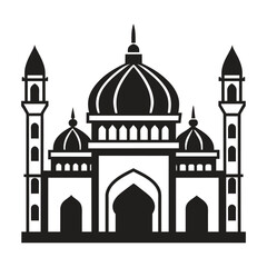 Islamic Mosque Vector Design illustration, Masjid vector Black color icon