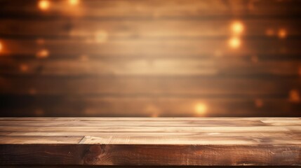 Wooden podium in warm light, rustic charm, close up, focus on the surface, theme of tradition, vibrant, Overlay, backdrop of wooden panels