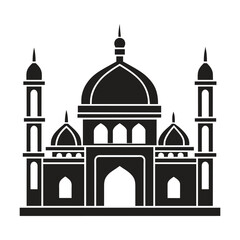 Islamic Mosque Vector Design illustration, Masjid vector Black color icon