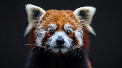 Obraz premium A fashion-forward red panda, adorned in a tailored suit complete with a sophisticated tie, strikes a pose with the charm and charisma of a human model..stock photo