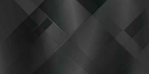 Obraz premium Luxury modern seamless abstract geometric black pattern, empty black and white tiles on black background with space, Luxury deep black dynamic abstract vector geometric lines patterns and squares.