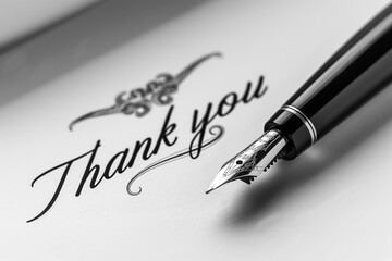 a fountain pen on a thank you note