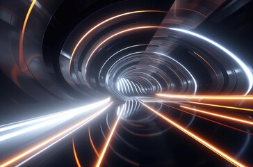 Futuristic Tunnel with Light Trails and Speed