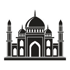 Islamic Mosque Vector Design illustration, Masjid vector Black color icon