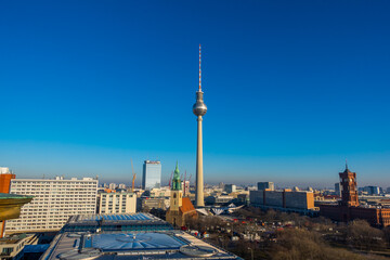 Berlin, Germany - January 10, 2024 - aerial panoramic view of central Berlin from Berlin Cathedral