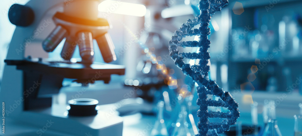 Poster dna double helix. dna molecule structure. medical science research of chromosome dna genetic biotech