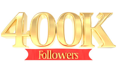 400K followers gold 3D Render