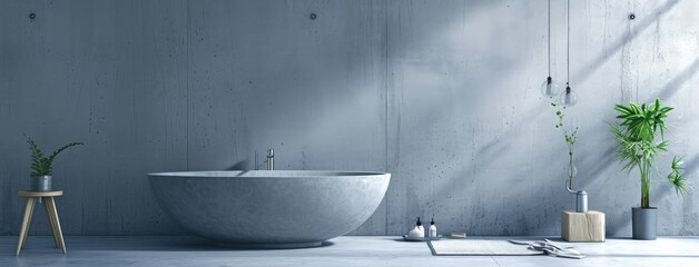 Modern Minimalist Bathroom with Concrete Walls