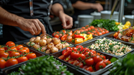 Obraz premium delicious dishes with artistic presentation and vibrant colors.