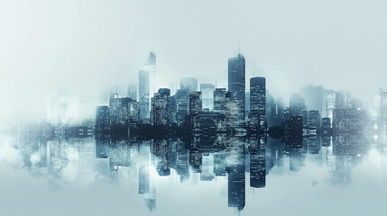 Fototapeta premium Smart cityscape high-technology white tone connected, wireless communication network, abstract image visual.