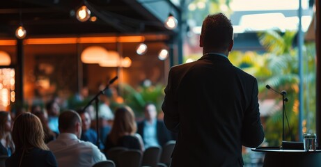 Corporate Speaker Addressing Audience at Event