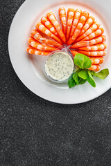 shrimp fresh seafood cooking meal food snack on the table copy space food background rustic top view