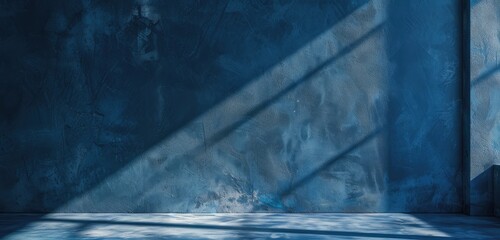 Abstract Blue Wall with Sunlight Shadows