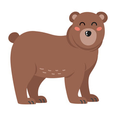 Cute cartoon brown bear. Forest animal, kids design for print, poster, stickers, nursery. Vector illustration