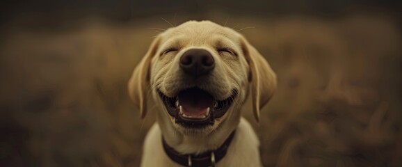A Close-Up Of A Young, Happy Labrador Retriever Smiling, Radiating Joy And Playful Energy