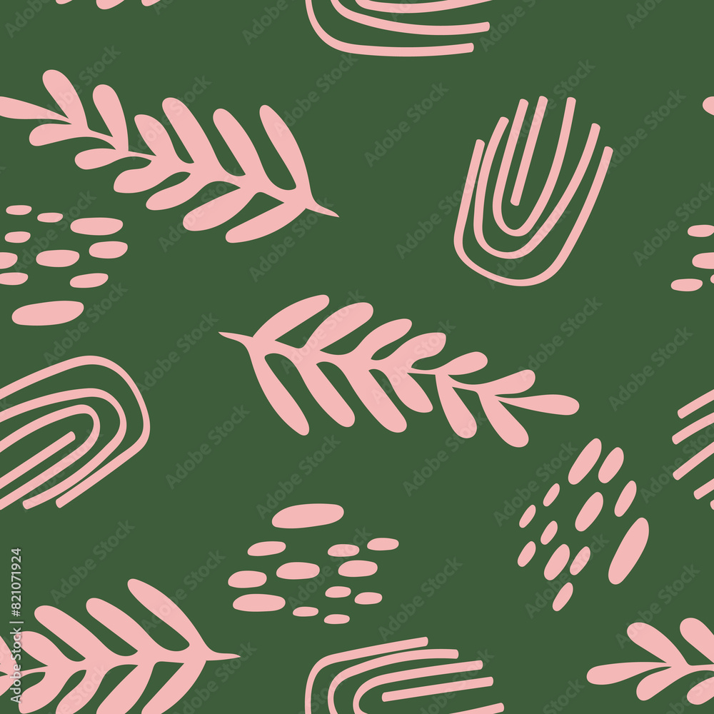 Wall mural seamless pattern floral pattern textile vector tropical bicolor faces flower leaves miniprint animal grometric love