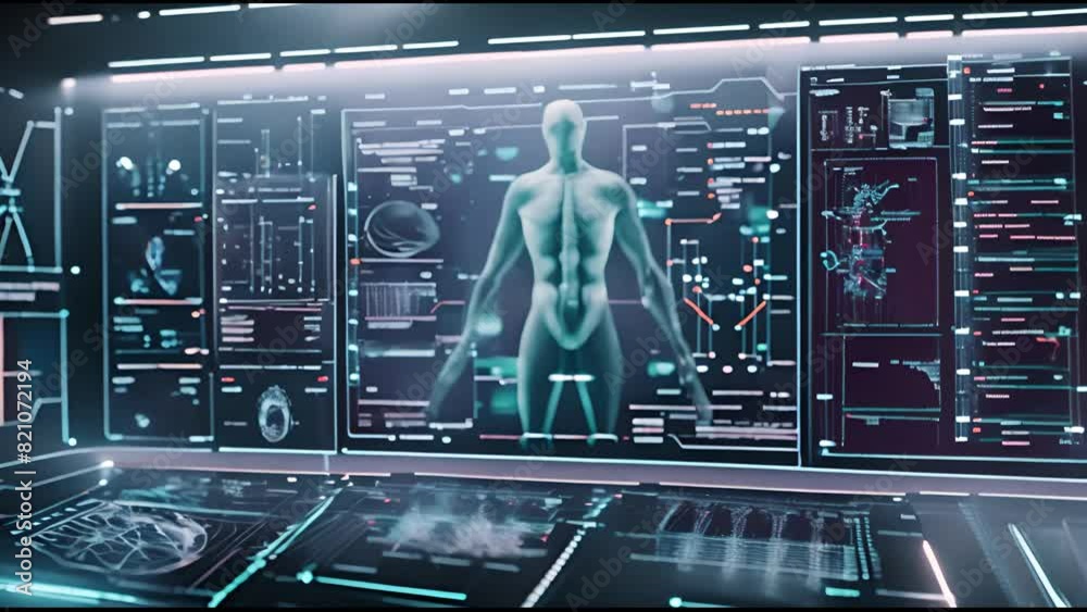 Aufkleber hud interface of futuristic medical program provides digital visualisation of magnetic resonance ima