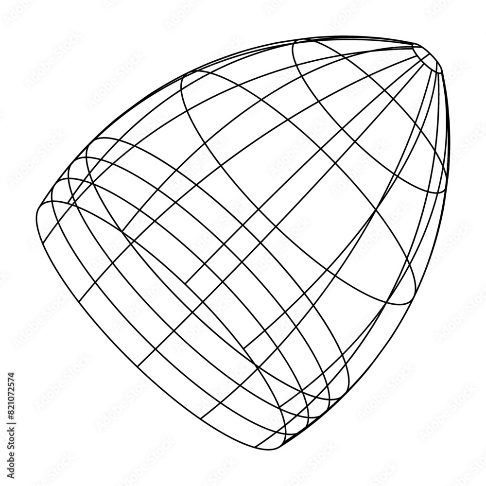 Poster Abstract isolated wireframe model, cyberpunk retro-futuristic shape in Y2K style. Vector illustration on transparent background. Editable stroke.