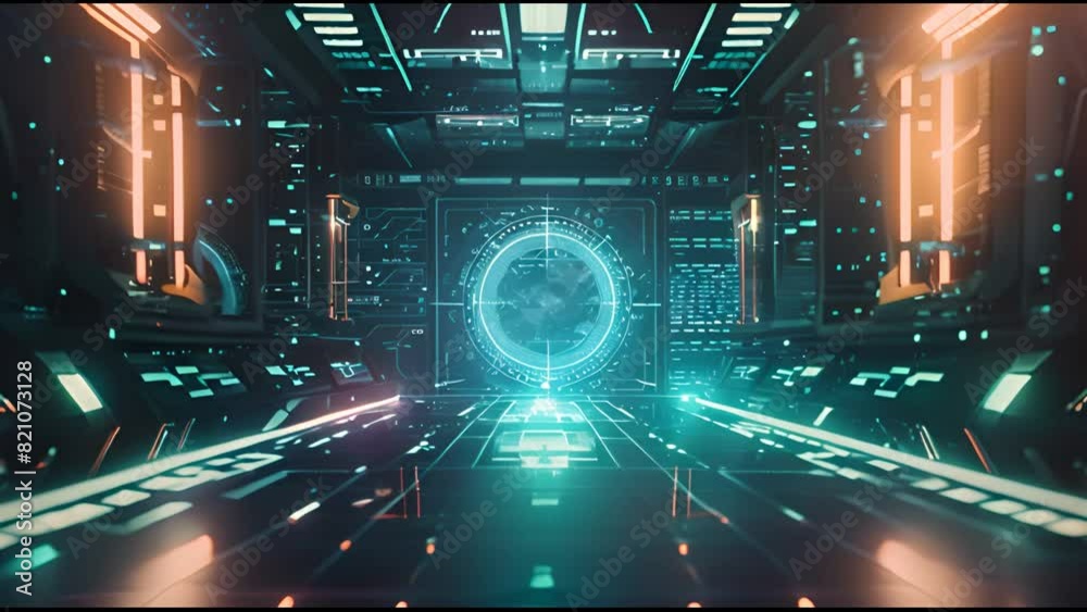 Poster Animated hud element in sci fi setting on alpha