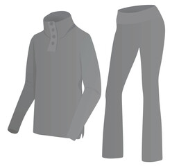 Long sleeve t shirt and flare pants. vector