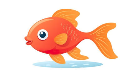 A solitary goldfish against a stark white background