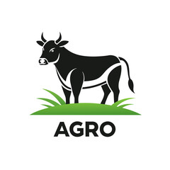 Agro logo icon with a caw vector illustration
