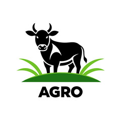 Agro logo icon with a caw vector illustration