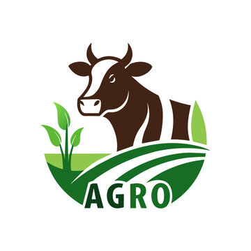 Agro logo icon with a caw vector illustration