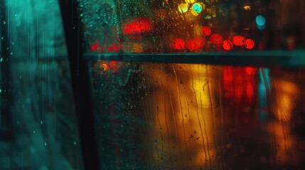 Rainy City Night with Vibrant Bokeh Lights