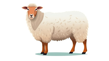 Fototapeta premium On an entirely white background, an isolated sheep