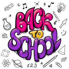 Back to School Hand Written Lettering. School Season Market Sale Poster Concept.