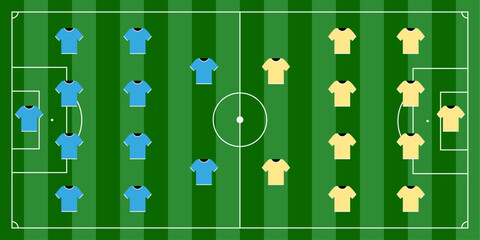 Soccer field design with player shirts © Bela Art