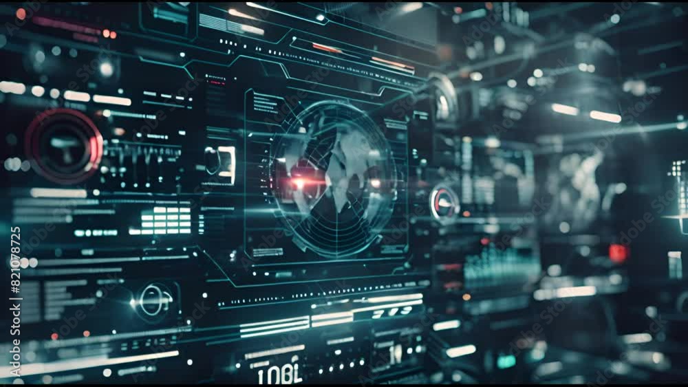 Poster An overlay video of a cybernetic future with a HUD-type head-up display and widescreen ratio