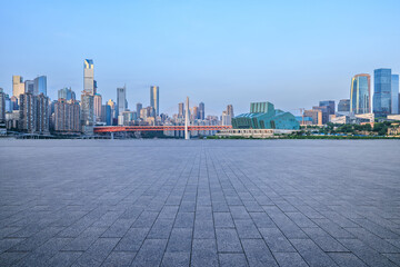 Empty square floors with modern city buildings in Chongqing